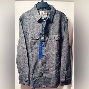 GRAYERS Men's Heavyweight Shirt Jacket Cotton Button Up Woven LARGE GRAY New